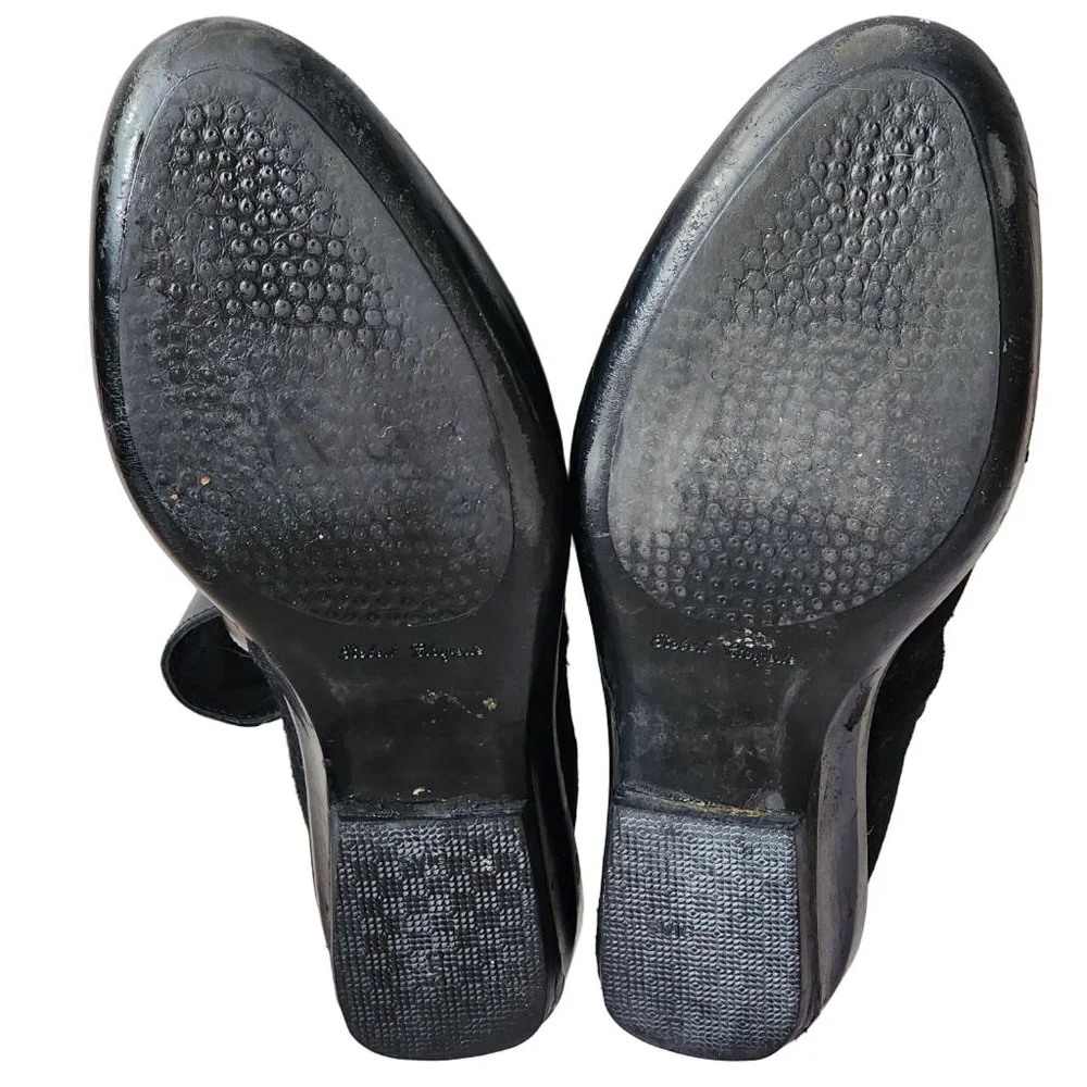 ROBERT CLERGERIE Black Suede Patent Leather‎ Ankle Strap Wedges 8.5